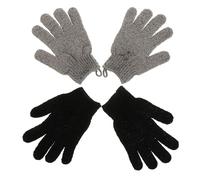 Luxshiny 2 Pairs Exfoliating Shower Gloves Grey and Black Body Bath Scrub Mitts for Deep Skin Cleaning and Circulation Boost Comfortable Material Dead Skin Remover