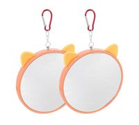 Luxshiny 2 Pieces Large Hanging Bird Mirrors for Parrots and Parakeets, Orange Cage with Sturdy Stand, Suitable for Bird Play and Cage Enrichment