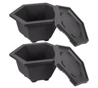 Luxshiny 2 Set Hexagonal Bonsai Training Pots with Saucer Imitation Orchid Planter Pot