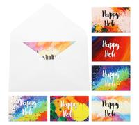 Luxshiny 2 Sets Holi Paper Greeting Card Holi Blessing Card with Envelope Delicate Color Printing Design Beautiful Simple Style for Holiday and Friends