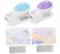 Luxshiny 2 Sets Mini Stapler with Staples Small Hand Stapler Metal Cartoon Style Hardly Jams Staples Workmanship Portable for Office and Home Use