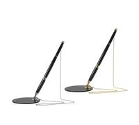 Luxshiny 2 Sets Secure Counter Pens with Adhesive Chain and Attached Base Stand, Black Ink Ballpoint Pens for Office Work, Ergonomic Stainless Steel Body with Sleek Minimalist Design