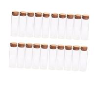 Luxshiny 20pcs Mini Transparent Glass Bottles with Wooden Cork Lids Leak Tea Storage Jars High Borosilicate Glass Containers for Home Party and DIY Organization