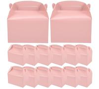 Luxshiny 20pcs Pink Party Candy Boxes with Handle, Paper Treat Boxes, Paintable and Decoratable Snack Packaging for Weddings and Themed Parties