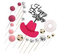 Luxshiny 21pcs Pink Miniature Western Cowboy Hats Cake Decorations Paper Material Versatile Use for Birthday Party Supplies and Celebrations Cake Toppers