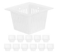 Luxshiny 24pcs Square Hydroponics Net Cups Pots 1.5in Slotted Mesh Pe White