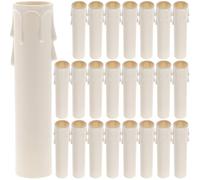 Luxshiny 24pcs White Drip Candle Covers Sleeves for Chandelier Socket Holders, 22mm Diameter X 105mm Height, Candle Base Protection Accessories for Ceiling Chandeliers and Lamp Repair