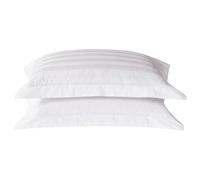 Luxshiny 2pcs 50x80cm White Cotton Pillowslip Set Jacquard Satin Stripe, 40s*40s Pure Cotton Pillowcases for Hotel and Guesthouse Bedding