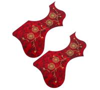 Luxshiny 2pcs Acoustic Guitar Pick Guard Stickers Red Flower Pattern Self-adhesive Scratch Protection Plates for Various Models Professional Guitar Parts