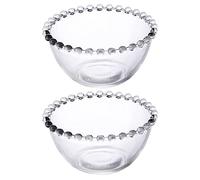 Luxshiny 2pcs Beaded Transparent Bowls Serving and Dessert Bowl for Fruits Salads and Snacks Stylish Tableware for Home and Events