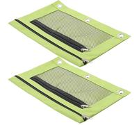 Luxshiny 2pcs Binder Pencil Pouch Portable Pencil Bag 9.5x4.5x1.2inch Mesh Design Lightweight Oxford Cloth Office Travel Accessory for Teachers Clerks