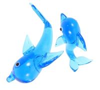 Luxshiny 2pcs Blue Crystal Dolphin Statue Ornament Smooth Surface and Easy to Clean Features, Cute Marine Animal Decor for Home and Living Room Accessories
