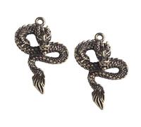 Luxshiny 2pcs Brass Dragon Sculpture Keychain Charms Necklace Craft Hanging Decor