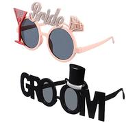 Luxshiny 2Pcs Bride Groom Eyeglasses Funny Bachelor Party Photo Props Vibrant Color Wedding Decoration for Bridal Shower Wedding Celebrations