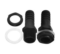 Luxshiny 2pcs Bulkhead Pond Hose Adapter with External Thread, Plastic Water Tank Connector for Rain Barrels and Aquariums, Sturdy Plastic Barrel Fitting for Garden Irrigation and Water