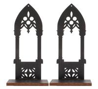 Luxshiny 2PCS Candle Sconces: Candle Holders Gothic Arch Wooden Decorative Pillar Stands, Black Matte Finish, for Home Decor, Weddings, Parties, Meditation, and Festive Occasions
