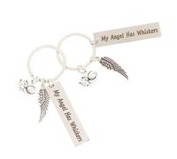 Luxshiny 2Pcs Cat Memorial Keychain Durable Stainless Steel Pet Keepsake Key Chain for Loss Cat Remembrance Decorative Keyring to Honor Your Feline Friend