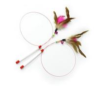 Luxshiny 2pcs Cat Teaser Stick with Bell and Steel Wire Interactive Cat Feather Wand to Promote Healthy Growth and Avoid Scratching Furniture Lightweight Design