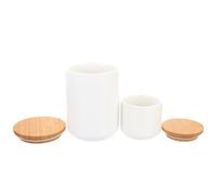 Luxshiny 2pcs Ceramic Storage Jars with Airtight Lids, White Kitchen Storage Containers for Coffee Beans and Tea, 800ml and 260ml Capacity, Sturdy Ceramic and Bamboo Material for Food