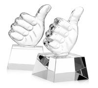 Luxshiny 2pcs Crystal Award Trophy Decorative Thumb Up Trophies for Corporate Ceremonies Sports Competitions High Transparency with Impressive Light Refraction Fine Workmanship for