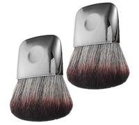 Luxshiny 2pcs Flat Makeup Brush Set with Portable Plastic Handles and Soft Fiber Bristles, Sl lack Design for Contour and Body Highlighting, for Travel and On-the-go Makeup