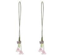 Luxshiny 2pcs Flower Phone Strap Lanyards Hand-strung Beads and Alloy Acrylic Material, Practical and Elegant Keychain Lanyards for Festivals and Wireless Earbuds
