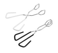 Luxshiny 2pcs Food Clamp Tongs Scald BBQ Bread Holder Kitchen Clip for Cooking Serving with Skid Grip Ergonomic Handle Heat Resistant for Indoor and Outdoor Use Black White