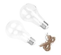 Luxshiny 2pcs Glass Lightbulb Shaped Hanging Vase for Hydroponic Use with Cotton Rope, Unique Succulent Planters for Home and Office Decor, Fresh and Simple Style Terrarium