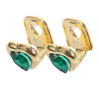 Luxshiny 2pcs Green Gem Metal Teeth Grills with Removable Design Fits Most People Hip Hop Rapper Accessories for Music Concert and Video Shoot