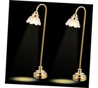 Luxshiny 2pcs Mini Dollhouse Lamp Battery Operated Decorative Lighting with Elegant Flower Lampshade for DIY Dollhouse Accessories and Miniature Furniture Warm Ambient Glow