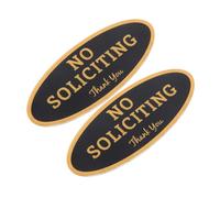 Luxshiny 2pcs No Soliciting Sign Acrylic Self-adhesive Golden Office Door Sign Visible from A Distance Elegant Style Front Door for Home
