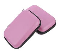 Luxshiny 2pcs Pink Pu Data Line Storage Bag with Mesh Pockets and Premium Zipper, Earphone Storage Pouch and Cable Organizer Bag for Cellphone Accessories