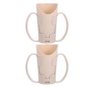 Luxshiny 2pcs Portable Leakproof Drinking Cups for Elderly with Slanted Cut Out Bottle Shape and Two Handles, Plastic Dysphagia Portion Mug Suitable for Medical Facilities and Nursing Care