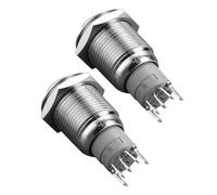 Luxshiny 2pcs Push-button Switch Industrial Switches Car Rv Versatile Selfreset Design Metal Waterproof Button for Automotive Modifications Projects