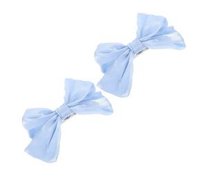 Luxshiny 2pcs Sky Blue Bow Curtain Tiebacks, Modern Minimalist Window Drape Holders Butterfly Knot Design, Decorative Drapery Clips for Home Curtains