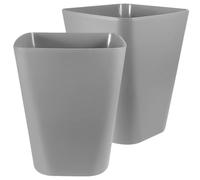 Luxshiny 2pcs Small Square Trash Can Set, Grey Household Waste Bins with Open Top for Office Desk, Bedroom, Bathroom, and Living Room Use