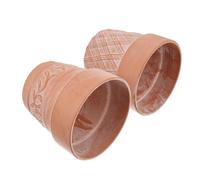Luxshiny 2pcs Terracotta Flower Pots Succulent Planters with Carved Pattern, Creative Red Clay Plant Containers for Home and Office Tabletop Gardening Decoration Random Style