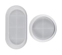 Luxshiny 2pcs Tray Crystal Epoxy Mold DIY Plate Mold Silicone Material Rectangle-Shape and Circular-Shape Creative Unique Style Easy to Demold Simple Application Method for DIY Crafts
