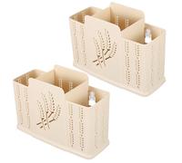Luxshiny 2pcs Wall-mounted Chopstick Holder 3 Compartments, No-drill Kitchen Utensil Storage Rack in Beige, Chopsticks Drain Organizer for Home Kitchen