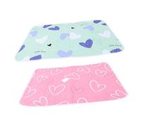 Luxshiny 2pcs Waterproof Reusable Small Animals Pee Pads Mat 70x90cm with Blue and Pink Heart for Guinea Pig Rabbit Hamster Rat Cage Liners Bedding Sleep Mat