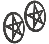 Luxshiny 2pcs Wooden Pentagram Wall Hanging for Paganism Decor and Altar Use, Black Rustic Five-point Star with Intricate Carving and Easy Hanging, Wooden Pentacle Wall Decor for Room