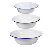 Luxshiny 3 Pcs Enamel Bowl Set Enamel Mixing Bowl Vintage Enamelware Nesting Salad Bowl Enamel Soup Basin for Fruit Salad Pasta Dinner