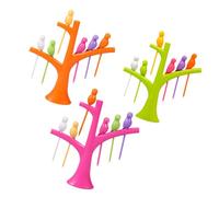 Luxshiny 3 Sets Reusable Bird-shaped Tree Branch Design Dessert Forks for Party Tableware and Cake Decoration in Orange, Magenta, and Green