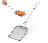 Luxshiny 304 Stainless Steel Square Oil Slag Filter Fine Mesh Fryer Scoop with Long Handle for Skimming Cooking Frying Grease Gravy and Foam 43X13X4Cm
