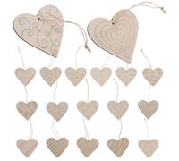 Luxshiny 32pcs Heart-Shaped Wood Slices Wood Pendants Beige Unique Engraving Design Portable Easy to Store Valentines Day Birthday Heart Decor