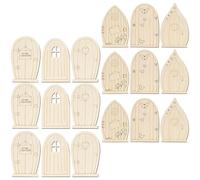 Luxshiny 36pcs Delicate Wood Slice Mini Door Shape Unfinished Wooden Pieces Creative Fairy Themed Style Well Polished Wood for DIY Crafts and Art Projects