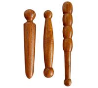 Luxshiny 3pcs Brown Wooden Trigger Point Massage Stick Set with Comfortable on Skin and Smooth Mellow Surface for Use a Long Walk or Relaxing While Listening to Random Color