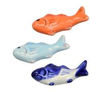 Luxshiny 3Pcs Ceramic Chopstick Holder Fish Style with Smooth Storage for Reusable Chopsticks and Home Dining