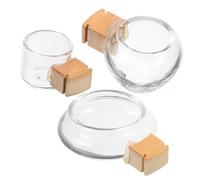 Luxshiny 3pcs Glass Bird Feeder Set Durable Parrot Food and Water Dispenser for Cockatiels Splash Design Easy to Clean Bird Cage Bowls for Doves and Finches