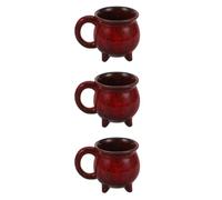 Luxshiny 3pcs Halloween Cauldron Coffee Mugs Ceramic Witch Brew Tea Cups Porcelain Milk Soup Bowls Glazing Finish All-Season Themed Drinkware for Party Decorations